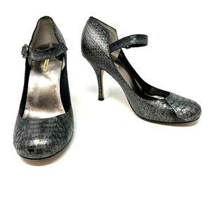 Max Studio size 6.5 M mary jane heels pumps genuine snakeskin‎ leather gray